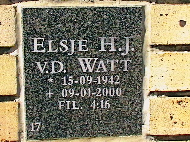 WATT Elsje H.J., v d 1942-2000