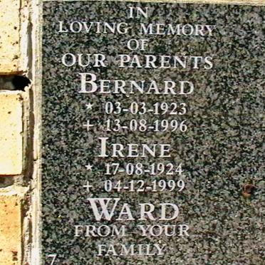 WARD Bernard 1923-1996 &amp; Irene 1924-1999