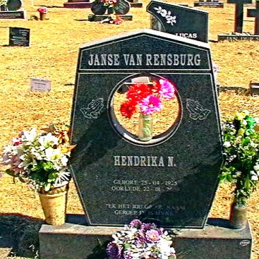 RENSBURG Hendrika N., Janse van 1925-2002