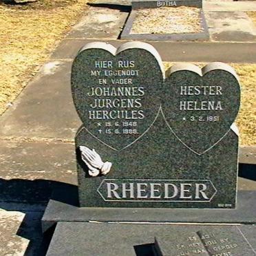 RHEEDER Johannes Jurgens Hercules 1948-1988 &amp; Hester Helena 1951-