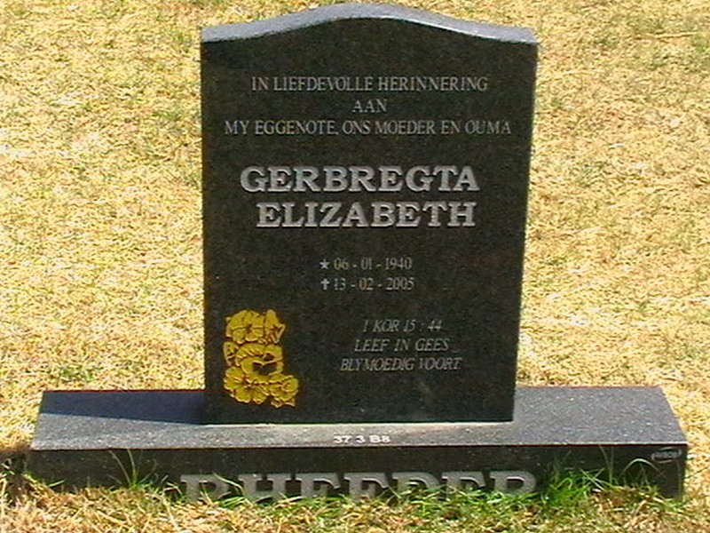 RHEEDER Gerbregta Elizabeth 1940-2005