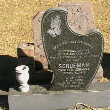 SCHOEMAN Isabella Johanna nee KLOPPER 1915-1993