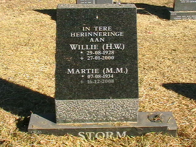 STORM H.W. 1928-2000 &amp; M.M. 1934-2008