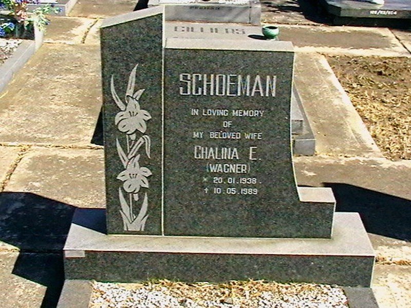 SCHOEMAN Chalina E. nee WAGNER 1938-1989