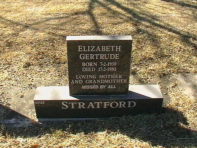 STRATFORD Elizabeth Gertrude 1930-1995