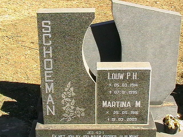 SCHOEMAN Louw P.H. 1914-1995 &amp; Martina M. 1916-2009