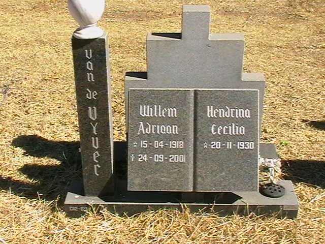 VYVER Willem Adriaan, van de 1918-2001 &amp; Hendrina Cecilia 1930-