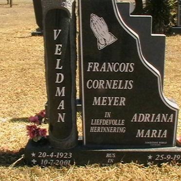 VELDMAN Francois Cornelis Meyer 1923-2001 &amp; Adriana Maria 1926-