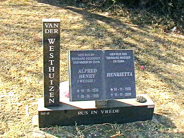WESTHUIZEN Alfred Henry, van der 1934-1999 &amp; Henrietta 1930-2009