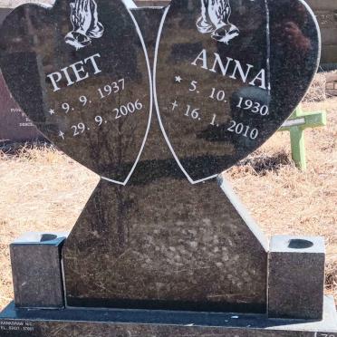 BOSHOFF Piet 1937-2006 & Anna 1930-2010 