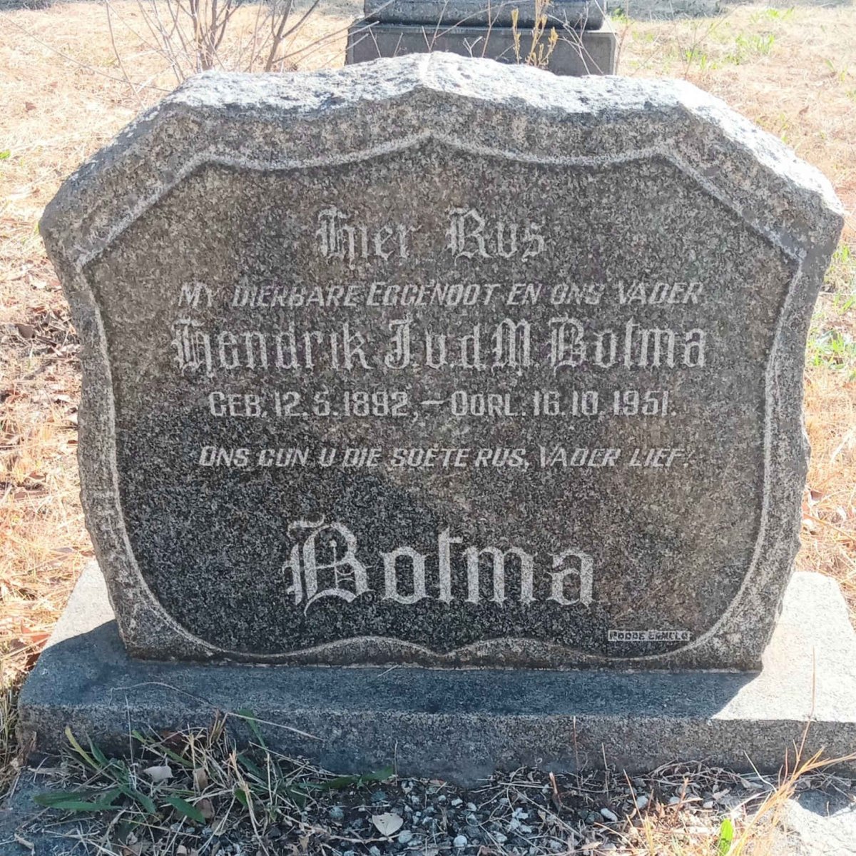 BOTMA Hendrik J. v.d. M. 1892-1951