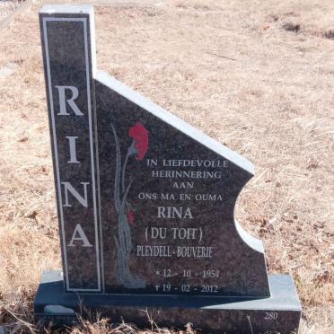 BOUVERIE Rina, PLEYDELL-, nee DU TOIT 1954-2012