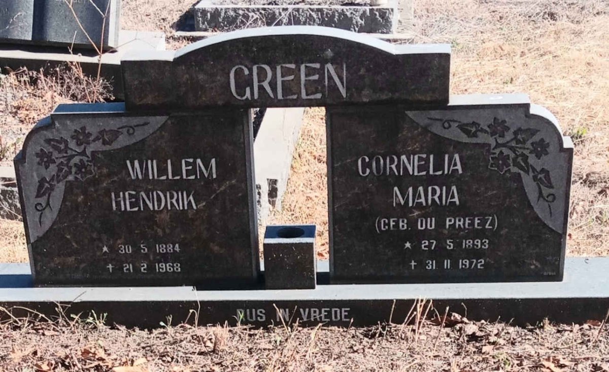 GREEN Willem Hendrik 1884-1968 & Cornelia Maria DU PREEZ 1893-1972