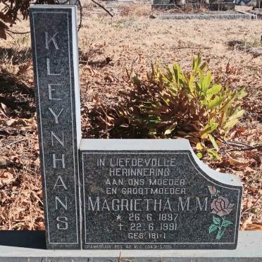 KLEYNHANS Magrietha M.M. 1897-1991