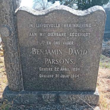 PARSONS Benjamin David 1894-1954