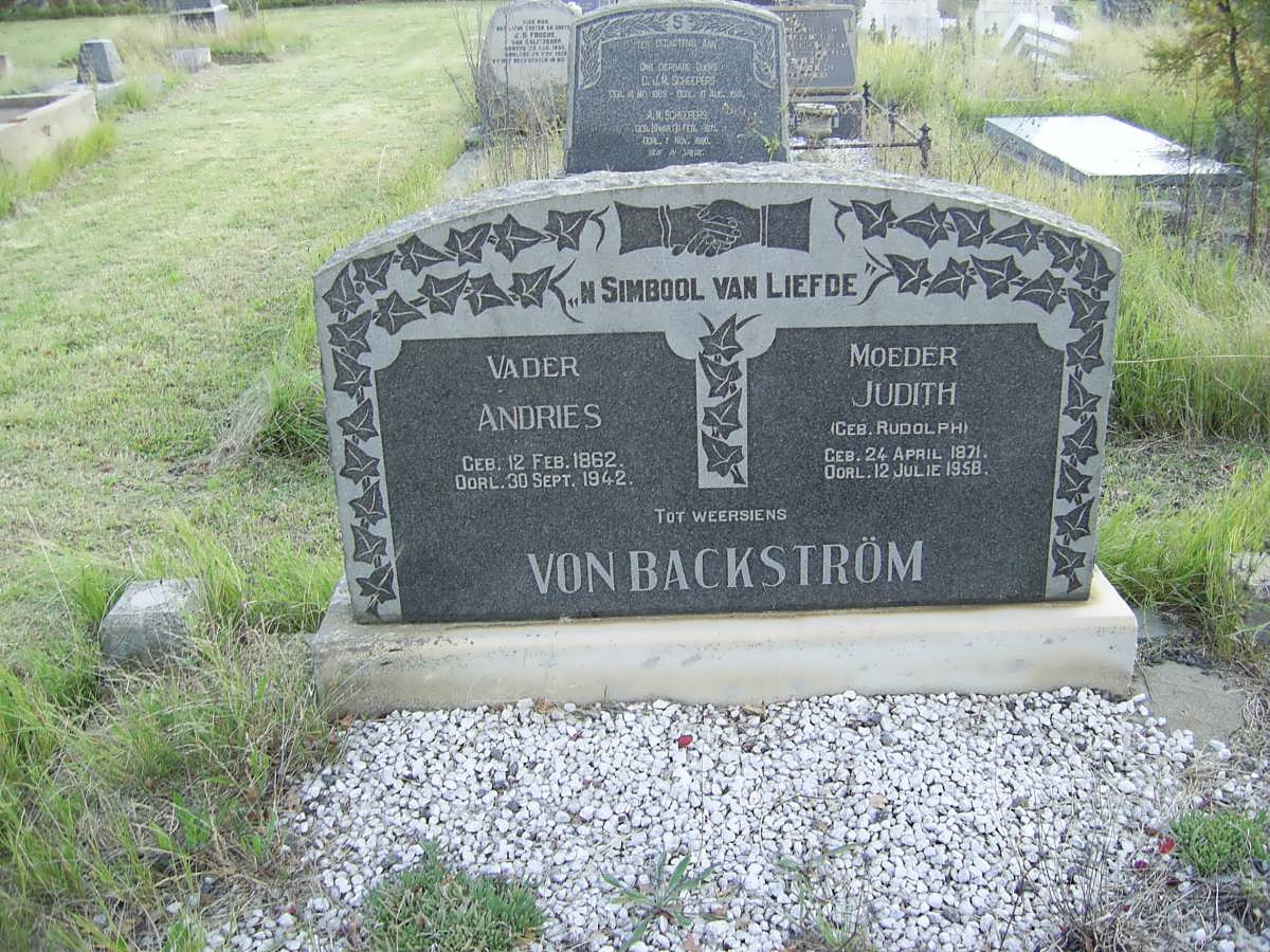 BACKSTRÖM Andries, von 1862-1942 &amp; Judith RUDOLPH 1871-1958