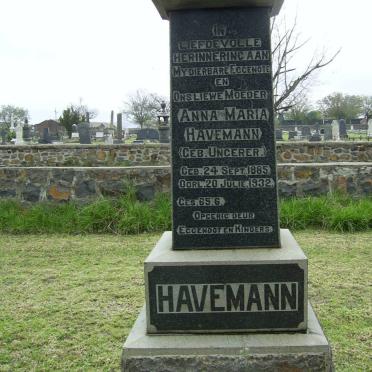 HAVEMANN Anna Maria nee UNGERER 1885-1932