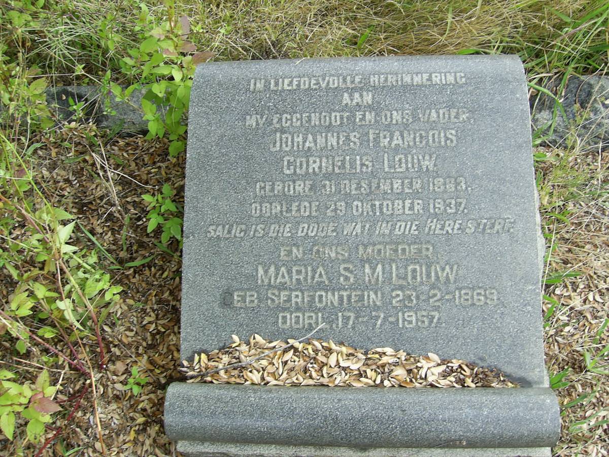 LOUW Johannes Francois Cornelis 1863-1937 &amp; Maria S.M. SERFONTEIN 1869-1957