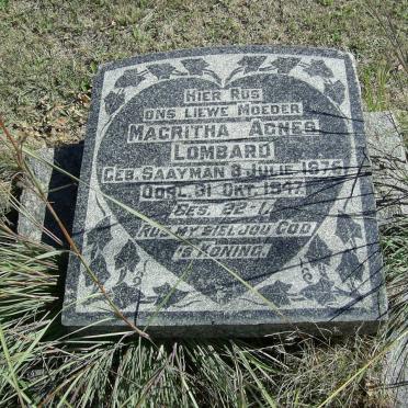 LOMBARD Magritha Agnes nee SAAYMAN 1875-1947