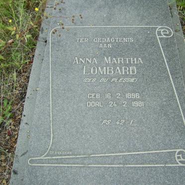 LOMBARD Anna Martha nee DU PLESSIE 1896-1981