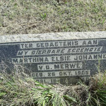 MERWE Marthina Elsie Johanne, van der 1906-1940