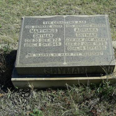 SNYMAN Marthinus 1872-1945 &amp; Adriana VAN DER MERWE 1875-1951