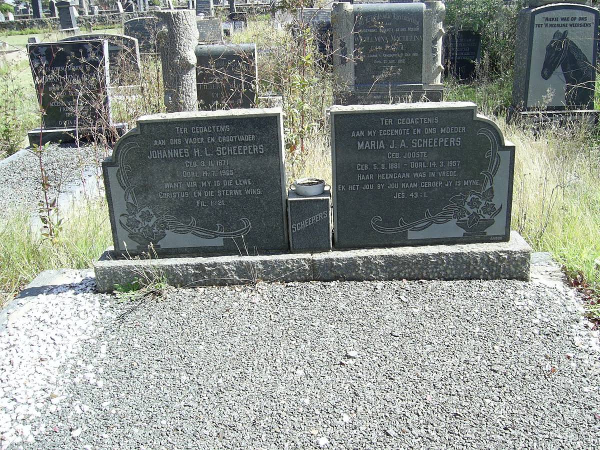 SCHEEPERS Johannes H.L. 1871-1965 &amp; Maria J.A. JOOSTE 1881-1957
