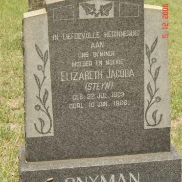 SNYMAN Elizabeth Jacoba nee STEYN 1903-1966