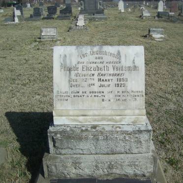 VELDSMAN Phoebe Elizabeth nee HAWTHORNE 1853-1923