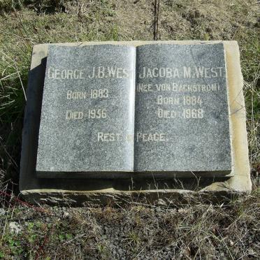 WEST George J.B. 1883-1958 &amp; Jacoba M. VON BACKSTROM 1884-1968