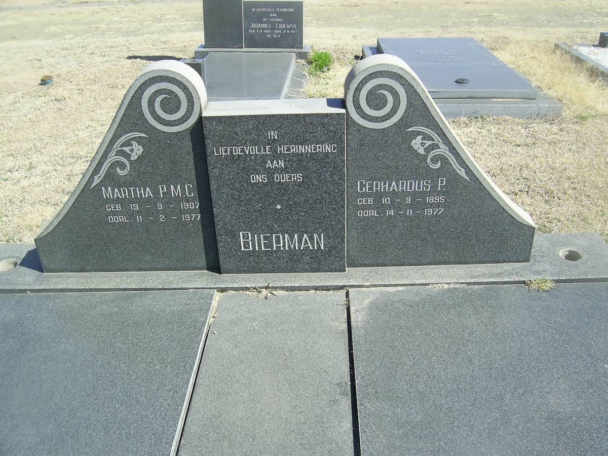 BIERMAN Gerhardus P. 1895-1977 &amp; Martha P.M.C. 1907-1977