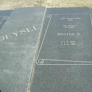 DEYSEL Frederick F. 1913-1983 &amp; Hester A. 1926-1991 