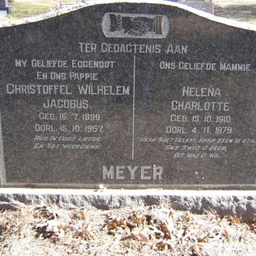 MEYER Christoffel Wilhelem Jacobus 1899-1957 &amp; Helena Charlotte 1910-1979
