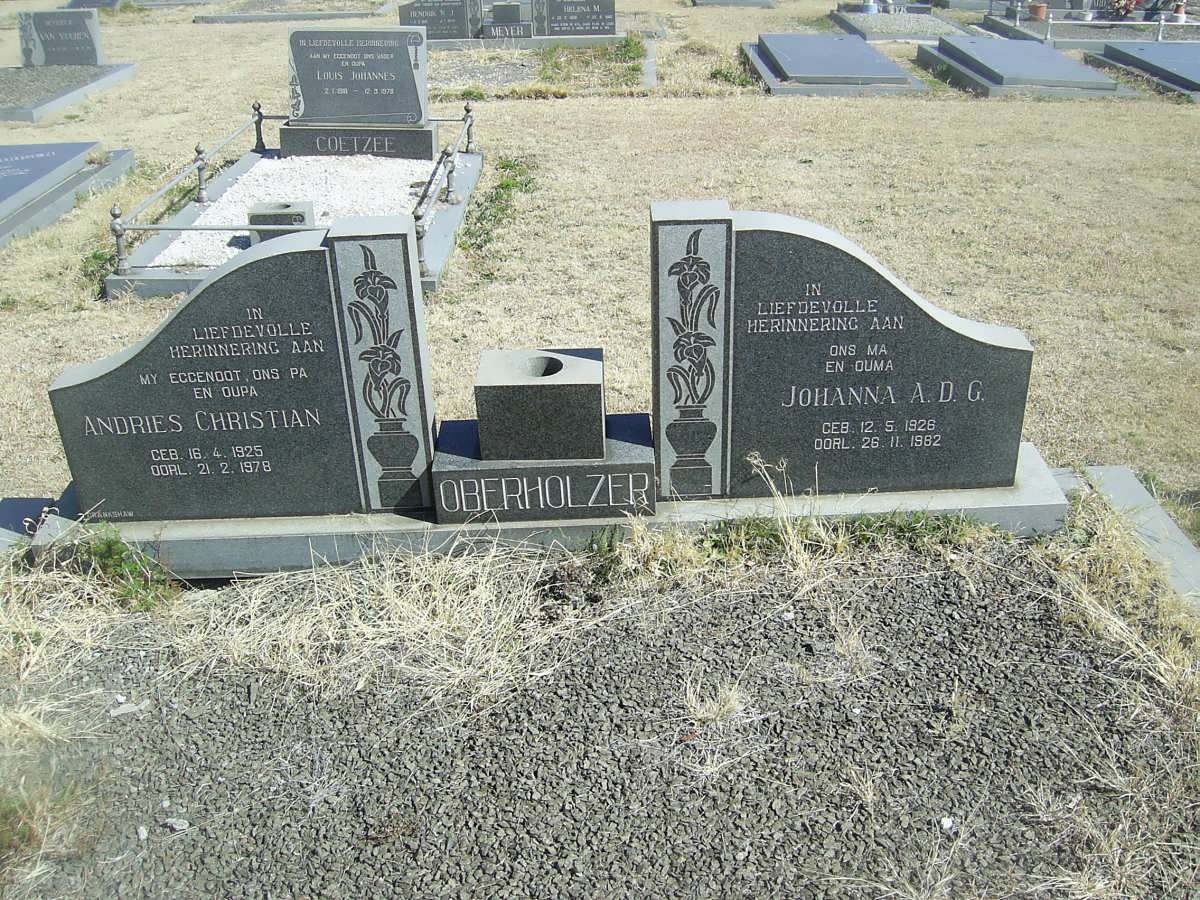 OBERHOLZER Andries Christian 1925-1978 &amp; Johanna A.D.G. 1926-1982