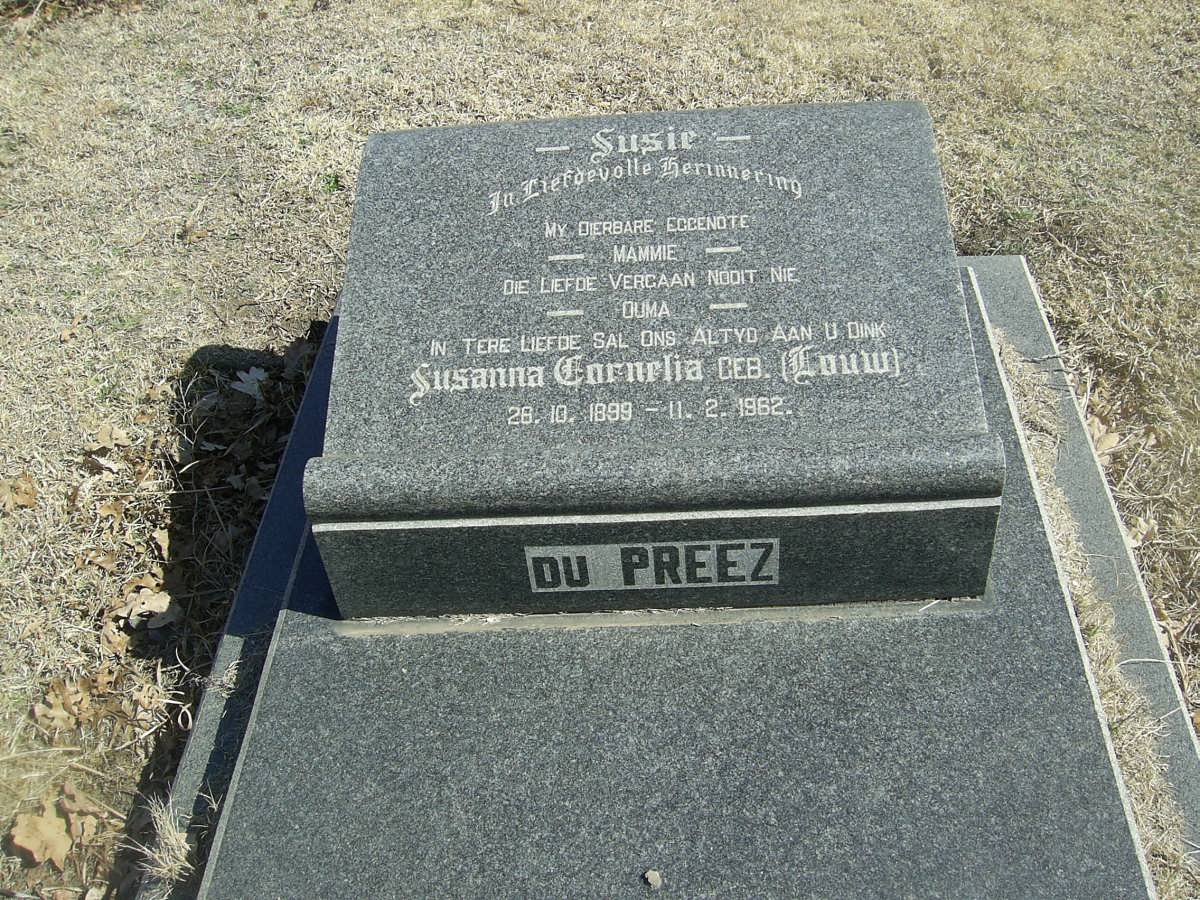 PREEZ Susanna Cornelius, du nee LOUW 1899-1962