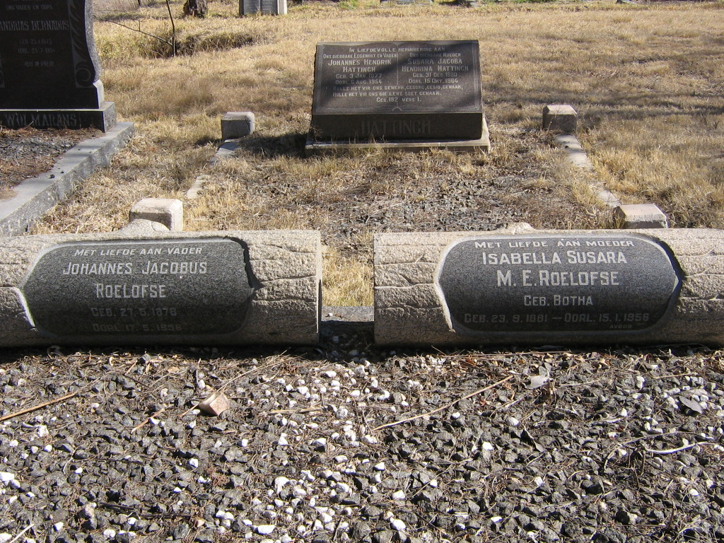 ROELOFSE Johannes Jacobus 1878-1958 &amp; Isabella Susara M.E. BOTHA 1881-1956
