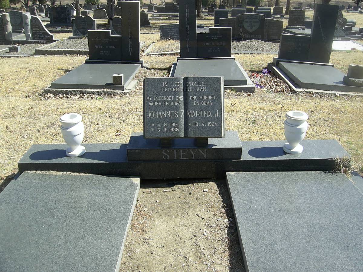 STEYN Johannes Z. 1917-1985 &amp; Martha J. 1924-