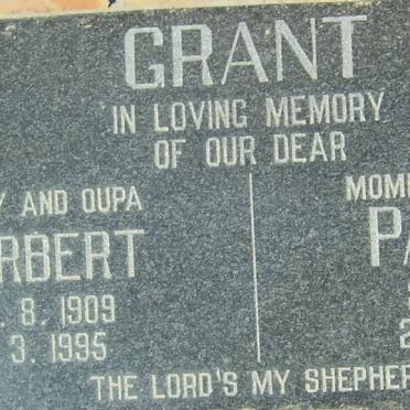 GRANT Herbert 1909-1995 &amp; Patricia 1915-1988
