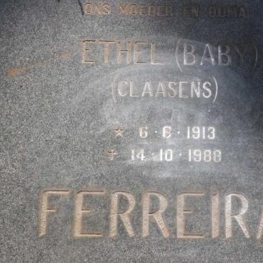 FERREIRA Ethel nee CLAASENS 1913-1988