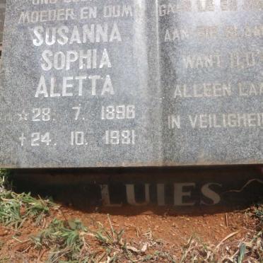 LUIES Susanna Sophia Aletta 1896-1981