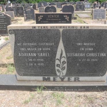 MEYER Adriaan Sarel 1906-1975 &amp; Susarah Christina 1906-