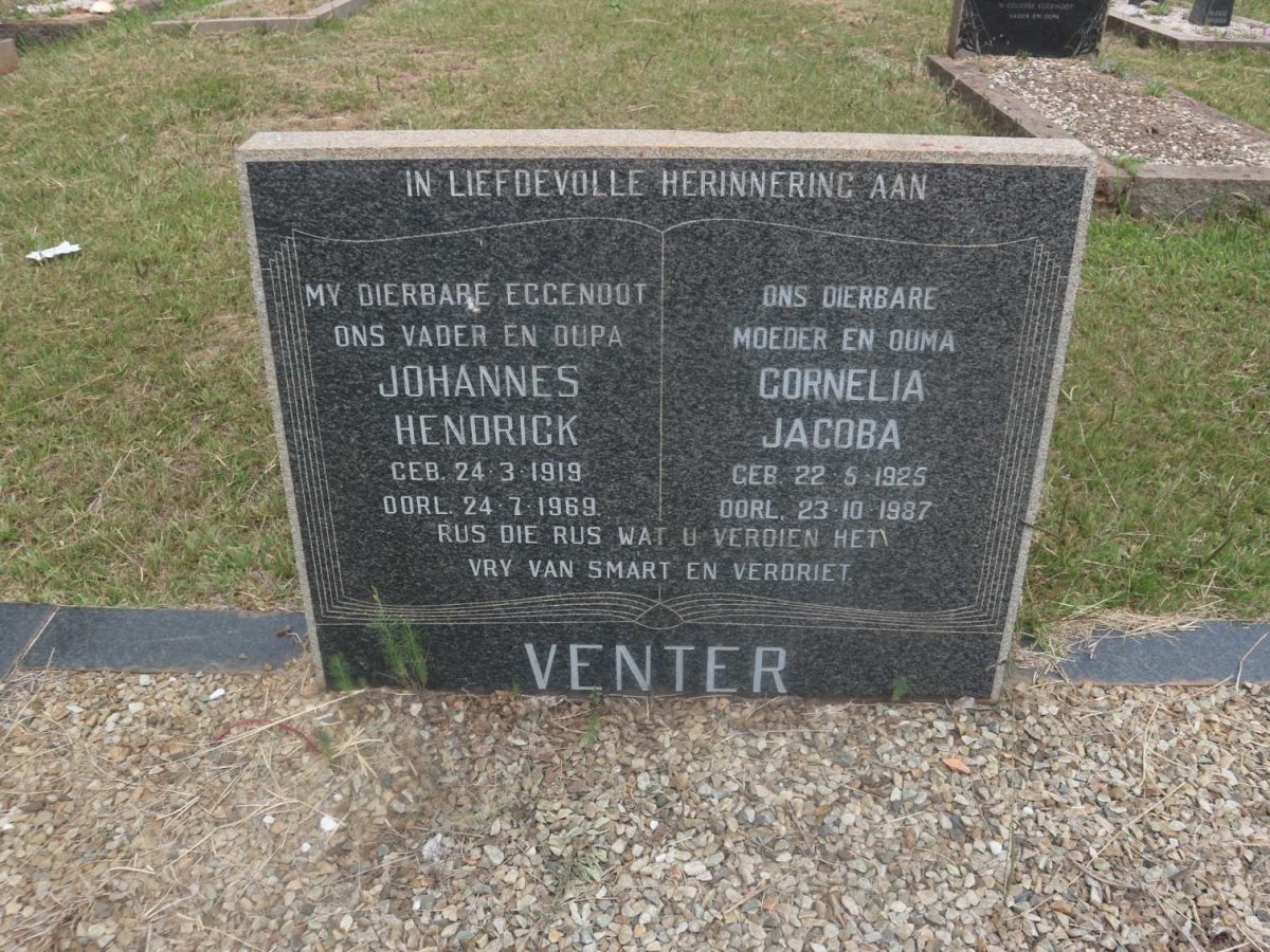 VENTER Johannes Hendrick 1919-1969 &amp; Cornelia Jacoba 1925-1987