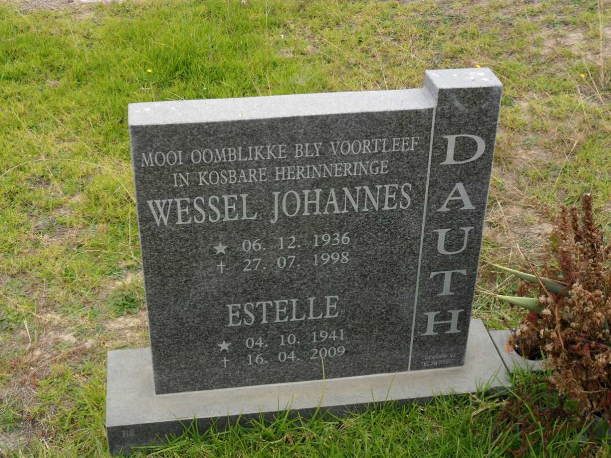 DAUTH Wessel Johannes 1936-1998 &amp; Estelle 1941-2009