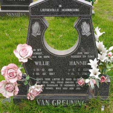 GREUNING Willie, van 1919-1997 &amp; Hannie 1928-2004