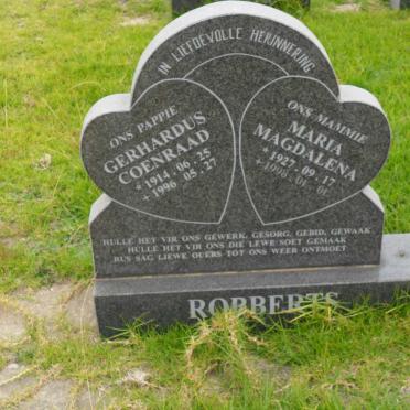 ROBBERTS Gerhardus Coenraad 1914-1996 &amp; Maria Magdalena 1927-1998