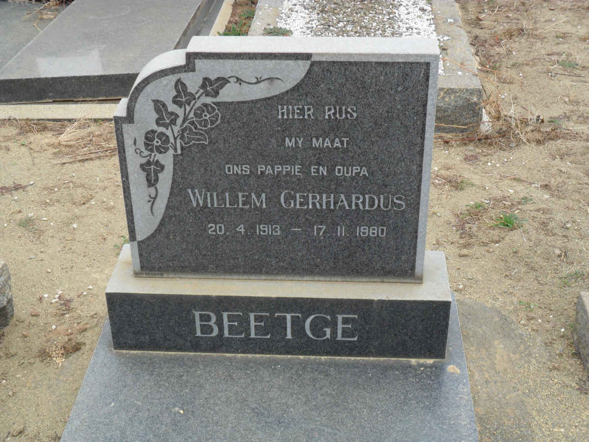 BEETGE Willem Gerhardus 1913-1980