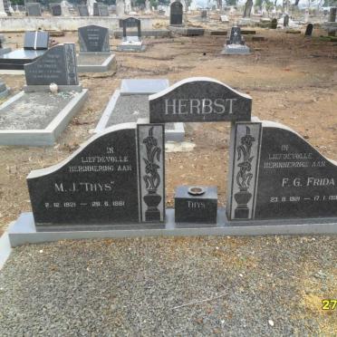HERBST M.J. 1921-1981 &amp; F.G. 1921-1999