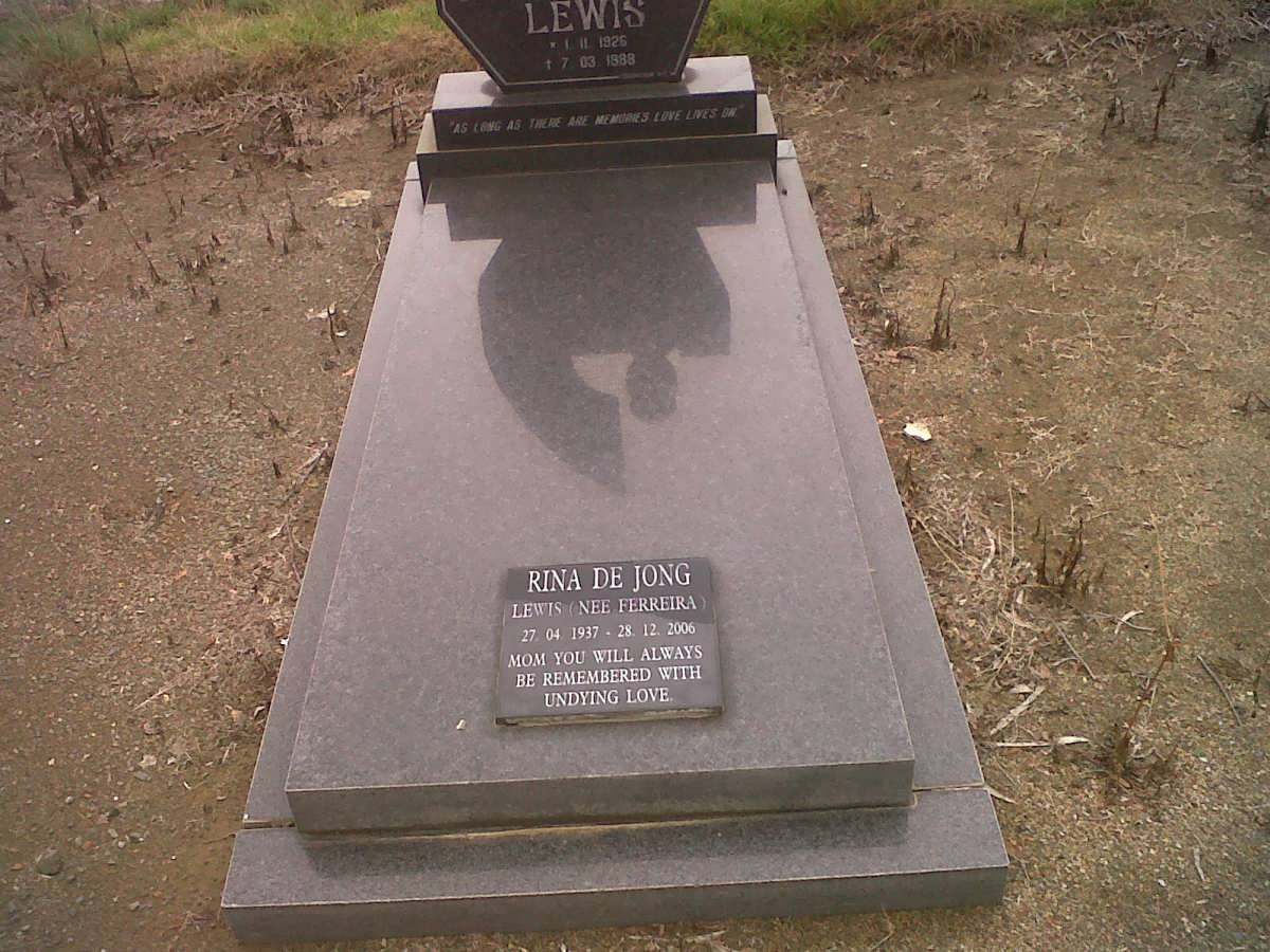 LEWIS Victor James 1926-1988 &amp; Rina De Jong FERREIRA 1937-2006 