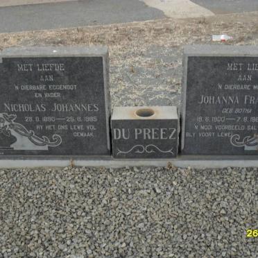 PREEZ Nicholas Johannes, du 1890-1985 &amp; Johanna Francina BOTHA 1900-1966
