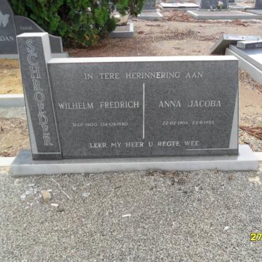 SCHROEDER Wilhelm Fredrich 1900-1980 &amp; Anna Jacoba 1904-1985
